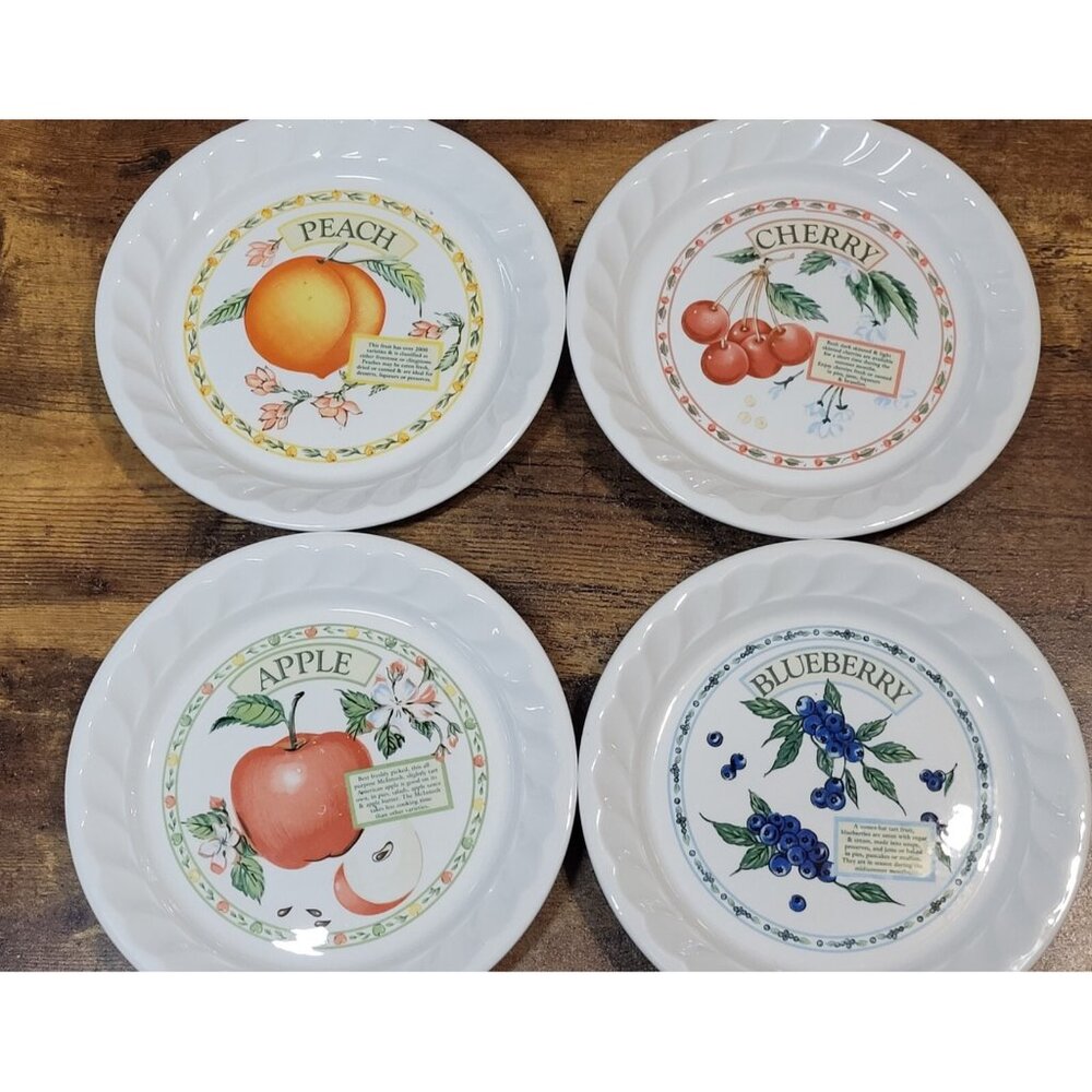 Vintage Himark Golden Pie Collection Assorted Fruits Dessert Plates 8"